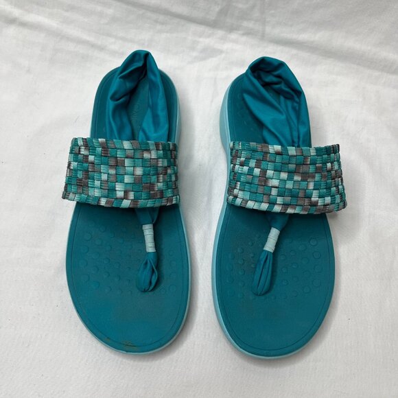 Vionic Womens 8 Tia Blue Woven Thong Toe Comfort Sandals - Picture 3 of 8